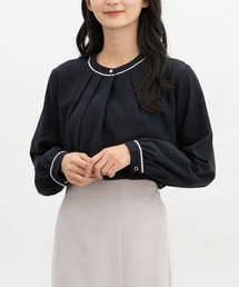 【ハニぽか】あったか裏地配色ブラウス