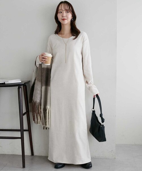 DISCOAT（ディスコート）の「【低身長サイズあり/高見え】杢ベロアワンピース（ワンピース・レディース・ホワイト系その他/ブラック/ブラウン・FREE/PS）」の2枚目の写真