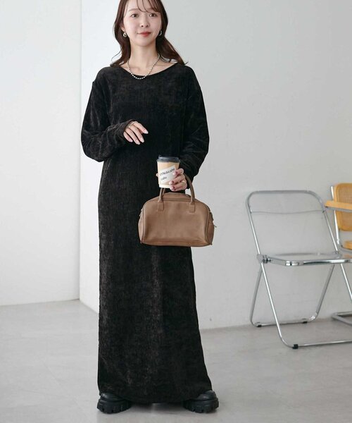 低身長サイズあり/高見え】杢ベロアワンピース（ワンピース）｜DISCOAT