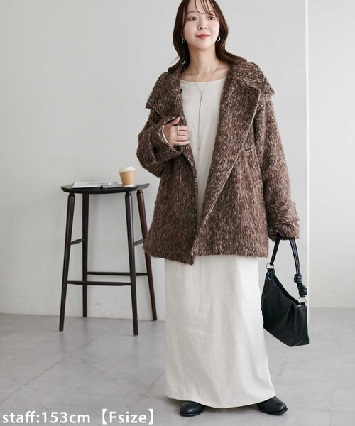 DISCOAT（ディスコート）の「【低身長サイズあり/高見え】杢ベロアワンピース（ワンピース・レディース・ホワイト系その他/ブラック/ブラウン・FREE/PS）」の18枚目の写真