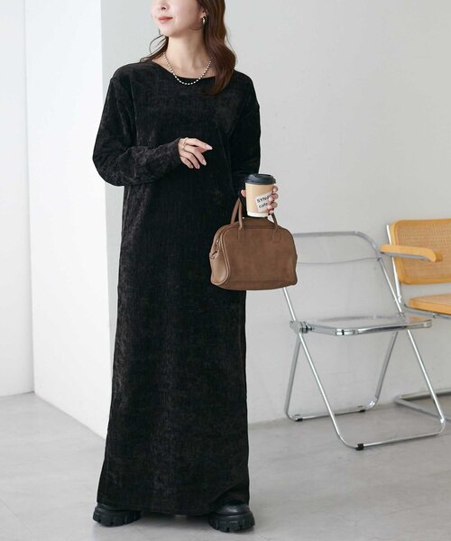 低身長サイズあり/高見え】杢ベロアワンピース（ワンピース）｜DISCOAT