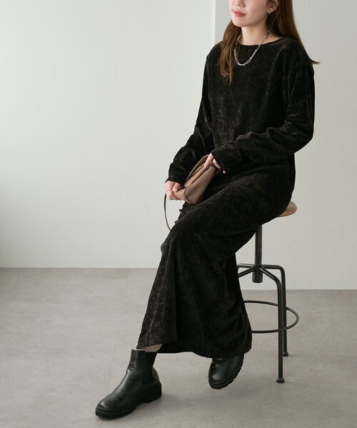 DISCOAT（ディスコート）の「【低身長サイズあり/高見え】杢ベロアワンピース（ワンピース・レディース・ホワイト系その他/ブラック/ブラウン・FREE/PS）」の20枚目の写真