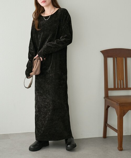 DISCOAT（ディスコート）の「【低身長サイズあり/高見え】杢ベロアワンピース（ワンピース・レディース・ホワイト系その他/ブラック/ブラウン・FREE/PS）」の21枚目の写真