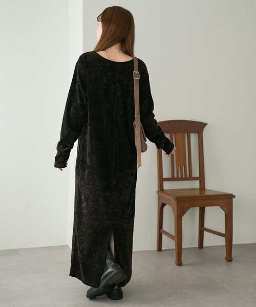 セール】【低身長サイズあり/高見え】杢ベロアワンピース（ワンピース