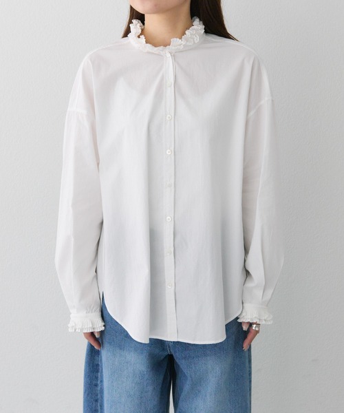 PUAL CE CIN（ピュアルセシン）の「襟袖プリーツブラウス（シャツ/ブラウス・レディース・ブラック/オフホワイト/ストライプ・FREE）」の10枚目の写真