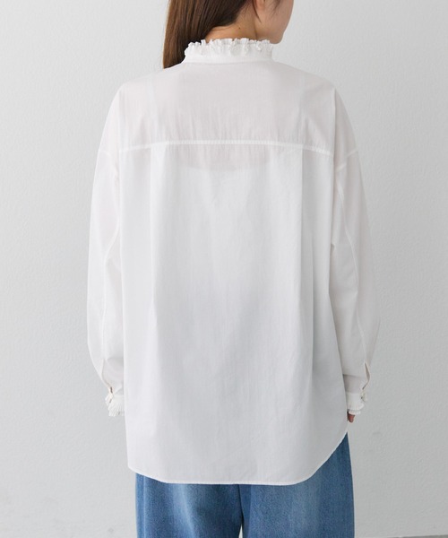 PUAL CE CIN（ピュアルセシン）の「襟袖プリーツブラウス（シャツ/ブラウス・レディース・ブラック/オフホワイト/ストライプ・FREE）」の8枚目の写真