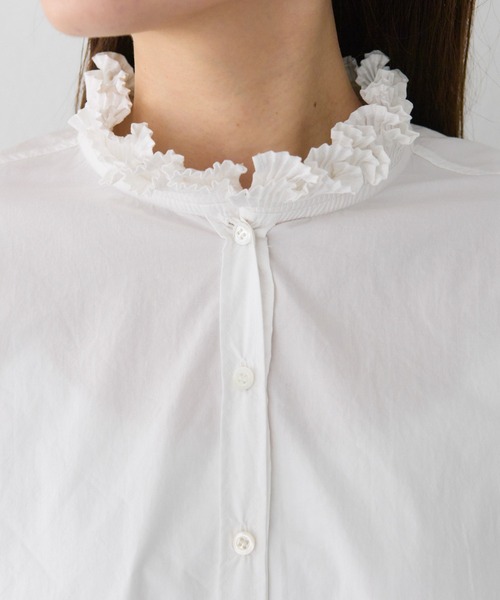 PUAL CE CIN（ピュアルセシン）の「襟袖プリーツブラウス（シャツ/ブラウス・レディース・ブラック/オフホワイト/ストライプ・FREE）」の7枚目の写真