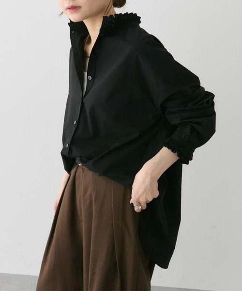 PUAL CE CIN（ピュアルセシン）の「襟袖プリーツブラウス（シャツ/ブラウス・レディース・ブラック/オフホワイト/ストライプ・FREE）」の22枚目の写真