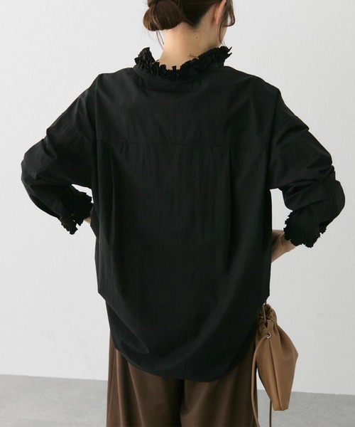 PUAL CE CIN（ピュアルセシン）の「襟袖プリーツブラウス（シャツ/ブラウス・レディース・ブラック/オフホワイト/ストライプ・FREE）」の21枚目の写真