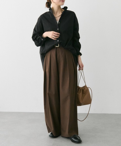 PUAL CE CIN（ピュアルセシン）の「襟袖プリーツブラウス（シャツ/ブラウス・レディース・ブラック/オフホワイト/ストライプ・FREE）」の20枚目の写真