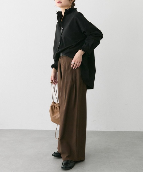 PUAL CE CIN（ピュアルセシン）の「襟袖プリーツブラウス（シャツ/ブラウス・レディース・ブラック/オフホワイト/ストライプ・FREE）」の19枚目の写真