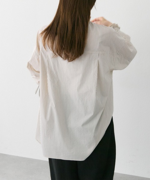 PUAL CE CIN（ピュアルセシン）の「襟袖プリーツブラウス（シャツ/ブラウス・レディース・ブラック/オフホワイト/ストライプ・FREE）」の15枚目の写真