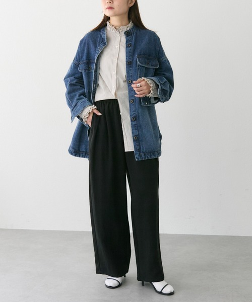 PUAL CE CIN（ピュアルセシン）の「襟袖プリーツブラウス（シャツ/ブラウス・レディース・ブラック/オフホワイト/ストライプ・FREE）」の11枚目の写真