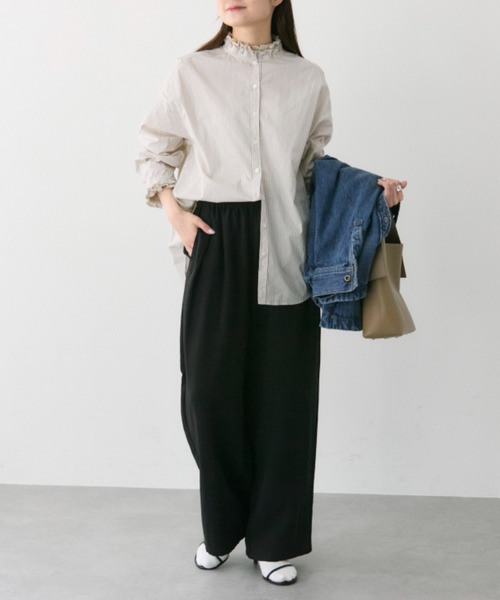 PUAL CE CIN（ピュアルセシン）の「襟袖プリーツブラウス（シャツ/ブラウス・レディース・ブラック/オフホワイト/ストライプ・FREE）」の14枚目の写真