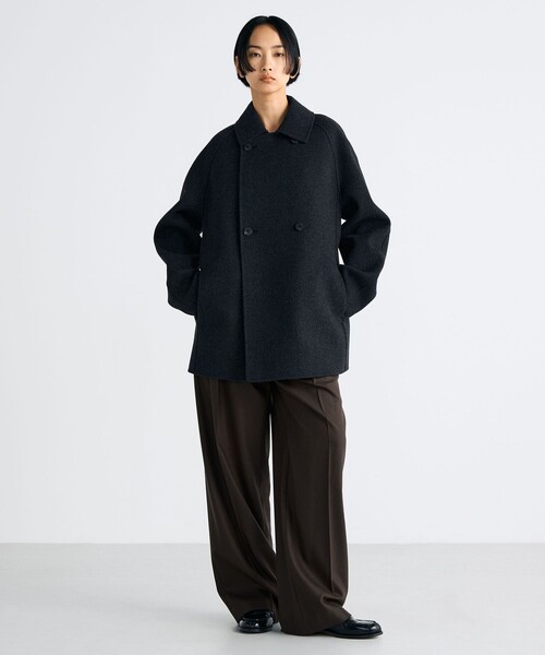 ウールカシミヤ ダブルフェイス ショートコート（ピーコート