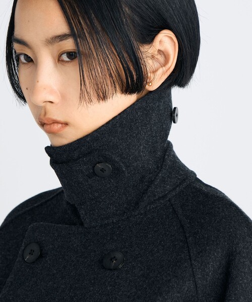 ウールカシミヤ ダブルフェイス ショートコート（ピーコート