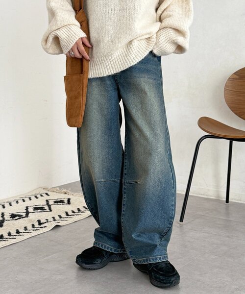 CPCM(シーピーシーエム)の「裏起毛バレルデニム(デニムパンツ・レディース・ブルー系その他/ネイビー/ブルー/ブラウン・MEDIUM/SMALL)」の4枚目の写真