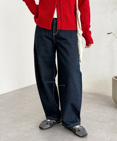 CPCM(シーピーシーエム)の「裏起毛バレルデニム(デニムパンツ・レディース・ブルー系その他/ネイビー/ブルー/ブラウン・MEDIUM/SMALL)」の1枚目の写真