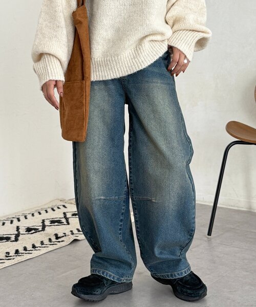 CPCM(シーピーシーエム)の「裏起毛バレルデニム(デニムパンツ・レディース・ブルー系その他/ネイビー/ブルー/ブラウン・MEDIUM/SMALL)」の9枚目の写真