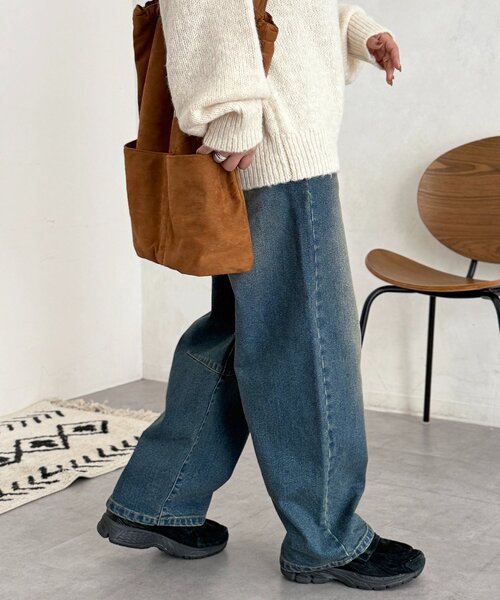 CPCM(シーピーシーエム)の「裏起毛バレルデニム(デニムパンツ・レディース・ブルー系その他/ネイビー/ブルー/ブラウン・MEDIUM/SMALL)」の13枚目の写真