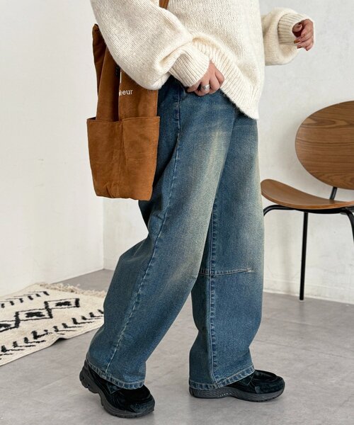 CPCM(シーピーシーエム)の「裏起毛バレルデニム(デニムパンツ・レディース・ブルー系その他/ネイビー/ブルー/ブラウン・MEDIUM/SMALL)」の14枚目の写真