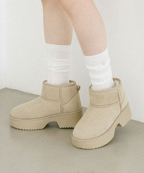 Heather（ヘザー）の「ヒールムートンブーツ　598346（ブーツ・レディース・ブラック/ベージュ/キャメル・M/L）」の18枚目の写真