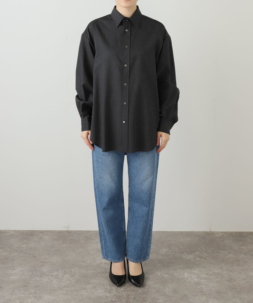 JANE SMITH / JOHN SMITH(ジェーンスミスジョンスミス)の「【JANE SMITH】 WASHABLE WOOL TROPICAL R SHIR:シャツ(シャツ/ブラウス・レディース・チャコールグレー・SMALL)」の2枚目の写真