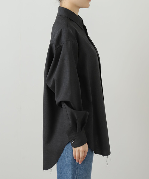 JANE SMITH / JOHN SMITH(ジェーンスミスジョンスミス)の「【JANE SMITH】 WASHABLE WOOL TROPICAL R SHIR:シャツ(シャツ/ブラウス・レディース・チャコールグレー・SMALL)」の6枚目の写真