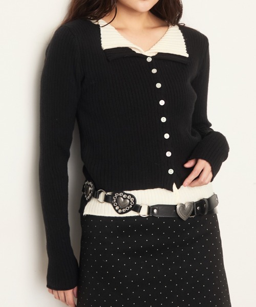 Nadana(ナダナ)の「レイヤードニットカーデ(ニット/セーター・レディース・アイボリー/ブラック・FREE)」の11枚目の写真