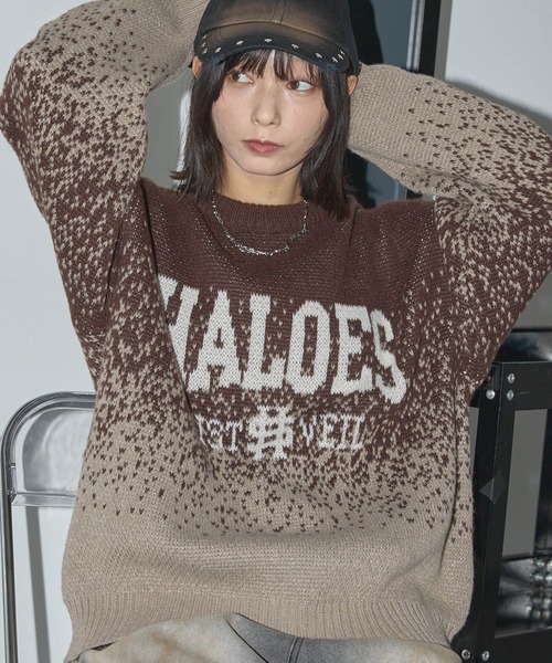 Anchor Smith（アンカー スミス）の「ピクセルフェードグラデーションレタリングジャガードニット（ニット/セーター・レディース・ブラック/ブラウン/グレー・L/M）」の3枚目の写真