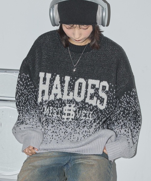 Anchor Smith（アンカー スミス）の「ピクセルフェードグラデーションレタリングジャガードニット（ニット/セーター・レディース・ブラック/ブラウン/グレー・L/M）」の6枚目の写真