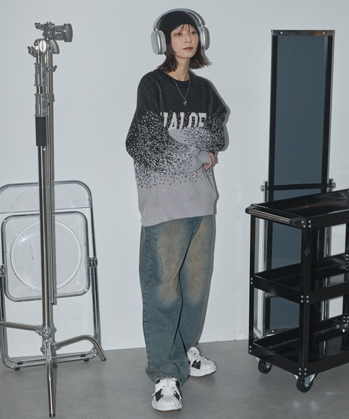 Anchor Smith（アンカー スミス）の「ピクセルフェードグラデーションレタリングジャガードニット（ニット/セーター・レディース・ブラック/ブラウン/グレー・L/M）」の10枚目の写真