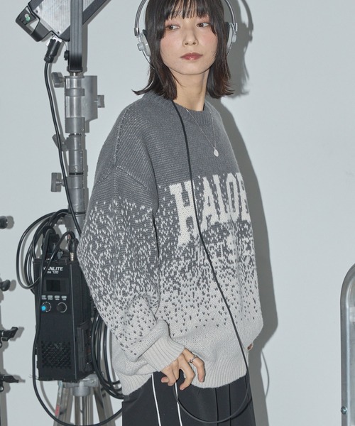 Anchor Smith（アンカー スミス）の「ピクセルフェードグラデーションレタリングジャガードニット（ニット/セーター・レディース・ブラック/ブラウン/グレー・L/M）」の16枚目の写真