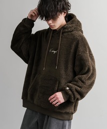 新色追加 KANGOL カンゴール 別注コラボ ロゴ刺繍シャギーボアフリースプルオーバーパーカー