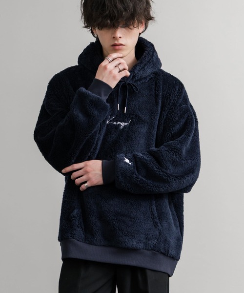 KANGOL カンゴール 別注コラボ ロゴ刺繍シャギーボアフリースプル