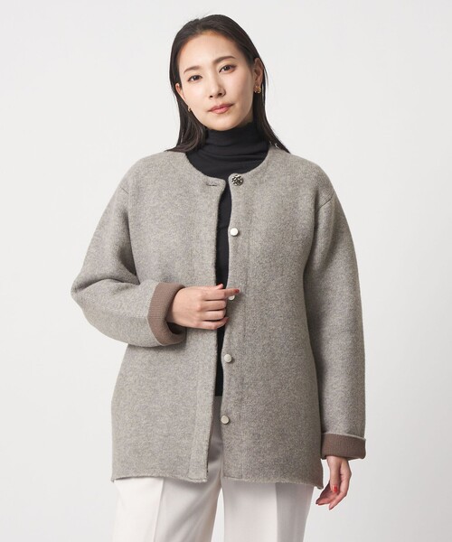 ダブルフェイス ニット ショートコート ＜A DAY IN THE LIFE＞（ノー