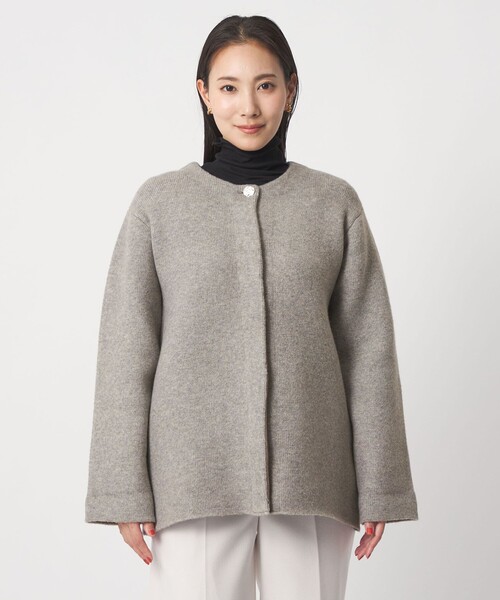 ユナイテッドアローズ∕ダブルフェイスニットショートコート ベージュ∕ピンク セール】ダブルフェイス ニット ショートコート ＜A DAY IN THE LIFE