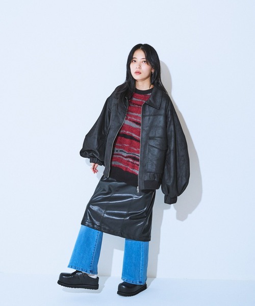 JEANASIS(ジーナシス)の「レザーペンシルミディスカート/608949(スカート・レディース・ブラック/ブラウン・FREE)」の3枚目の写真