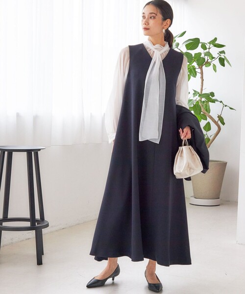 little black: リュクス エア ノースリーブ フレア ロング ワンピース little black: リュクス エア ノースリーブ フレア ロング ワンピース
