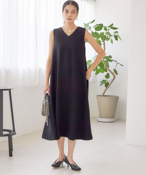 little black: リュクス エア ノースリーブ フレア ロング ワンピース