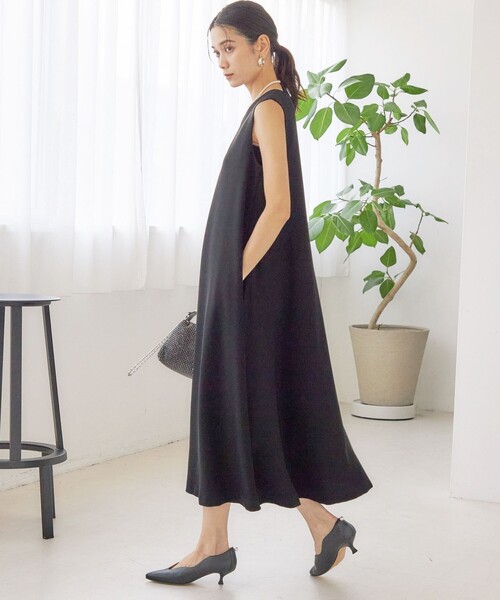 little black: リュクス エア ノースリーブ フレア ロング ワンピース