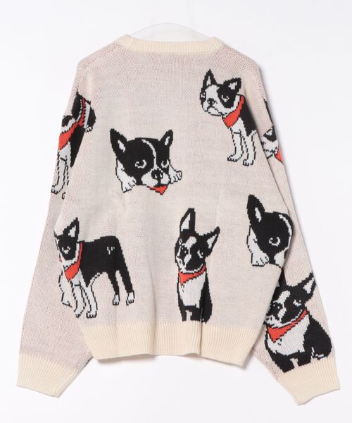 セール】アニマルパターン 総柄ジャガード ルーズニット プルオーバー