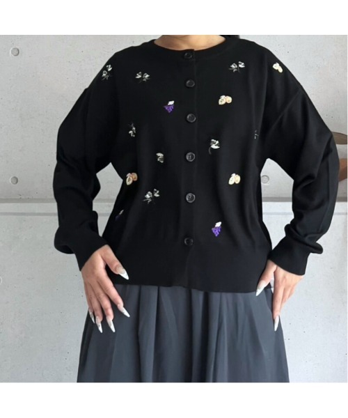 新作　Amiri　アミリ　ビジュー装飾　カーディガン　ロゴ　刺繍　ブラック　黒 新作 Amiri アミリ ビジュー装飾 カーディガン ロゴ 刺繍 ブラック 黒