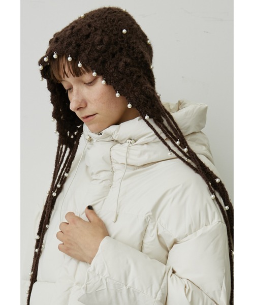 uyu.（ウユ）の「フリンジパールニットキャップ（ニットキャップ/ビーニー・レディース・ブラック/ブラウン/レッド/アイボリー・FREE）」の3枚目の写真