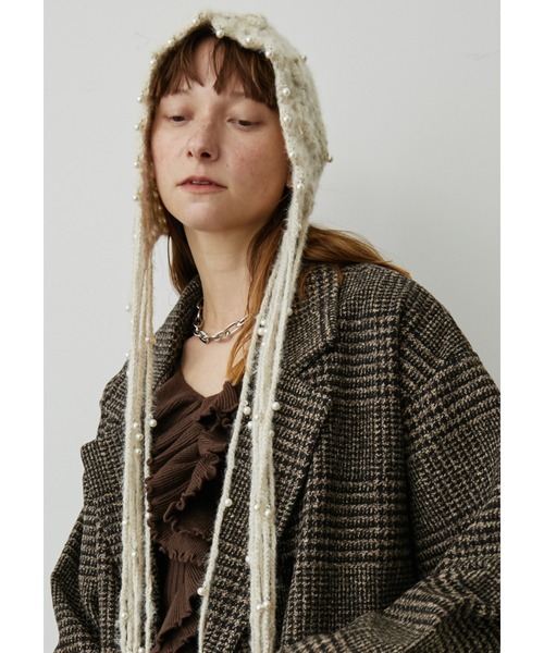 uyu.（ウユ）の「フリンジパールニットキャップ（ニットキャップ/ビーニー・レディース・ブラック/ブラウン/レッド/アイボリー・FREE）」の5枚目の写真