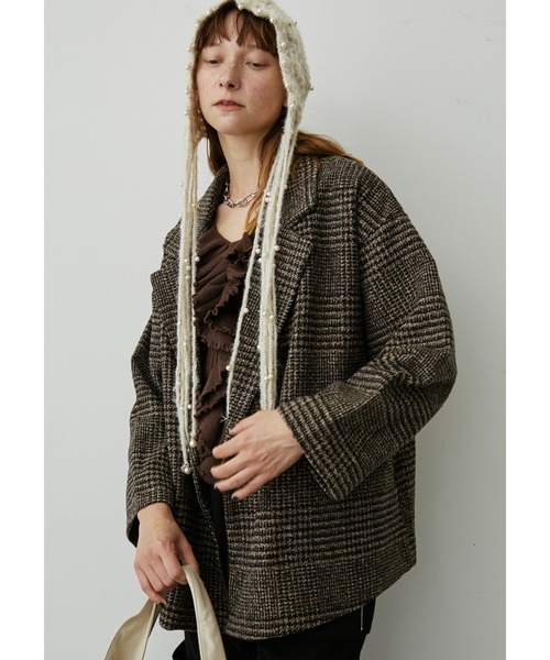 uyu.（ウユ）の「フリンジパールニットキャップ（ニットキャップ/ビーニー・レディース・ブラック/ブラウン/レッド/アイボリー・FREE）」の6枚目の写真