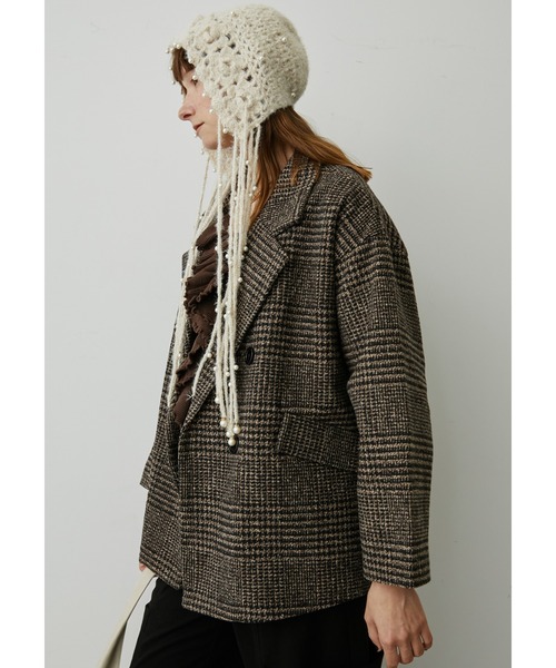 uyu.（ウユ）の「フリンジパールニットキャップ（ニットキャップ/ビーニー・レディース・ブラック/ブラウン/レッド/アイボリー・FREE）」の7枚目の写真