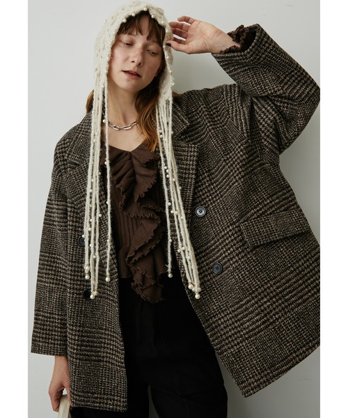 uyu.（ウユ）の「フリンジパールニットキャップ（ニットキャップ/ビーニー・レディース・ブラック/ブラウン/レッド/アイボリー・FREE）」の8枚目の写真