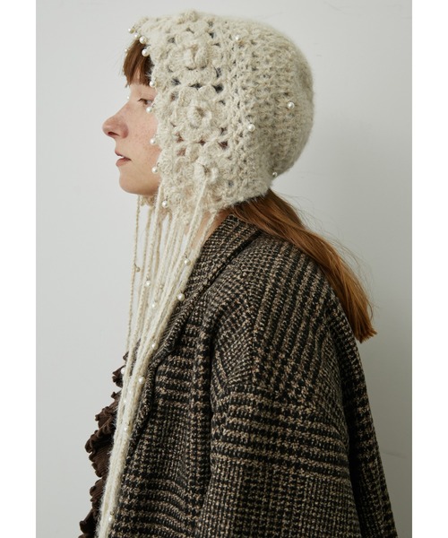 uyu.（ウユ）の「フリンジパールニットキャップ（ニットキャップ/ビーニー・レディース・ブラック/ブラウン/レッド/アイボリー・FREE）」の11枚目の写真