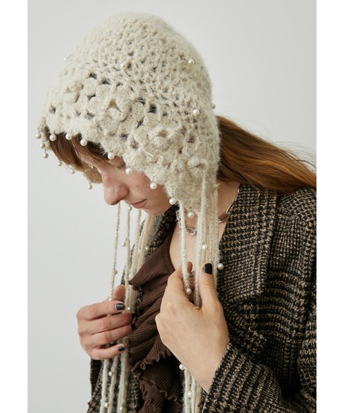 uyu.（ウユ）の「フリンジパールニットキャップ（ニットキャップ/ビーニー・レディース・ブラック/ブラウン/レッド/アイボリー・FREE）」の13枚目の写真